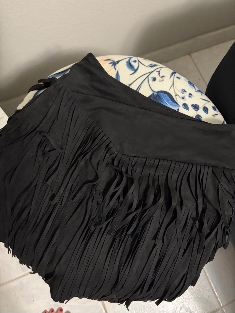 HALARA Black Fringe Mini Skirt